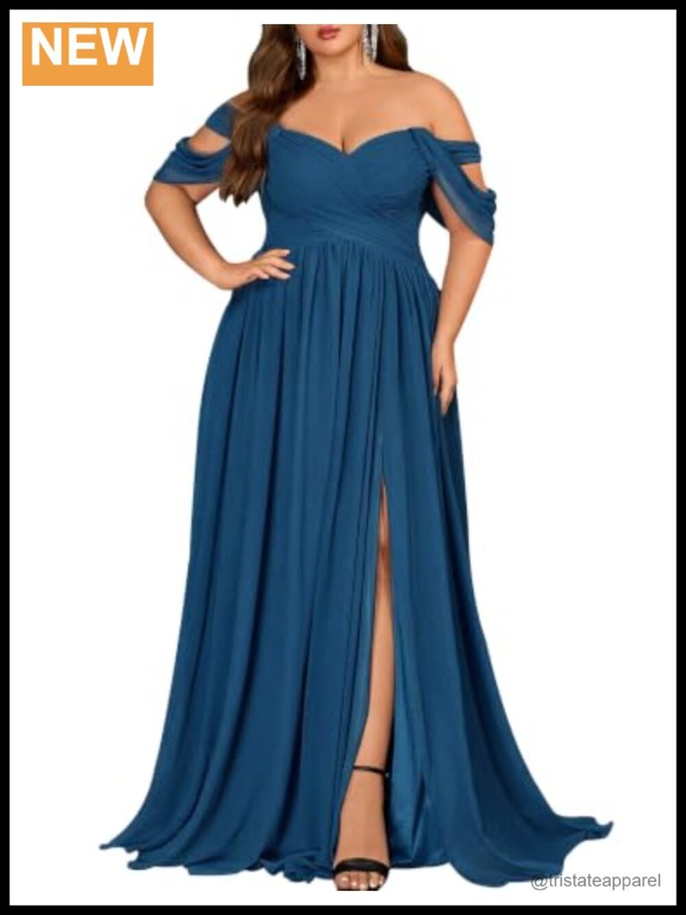 Plus Size Formal A-Line Maxi Dress Chiffon Cold Shoulder Bridesmaid Gown